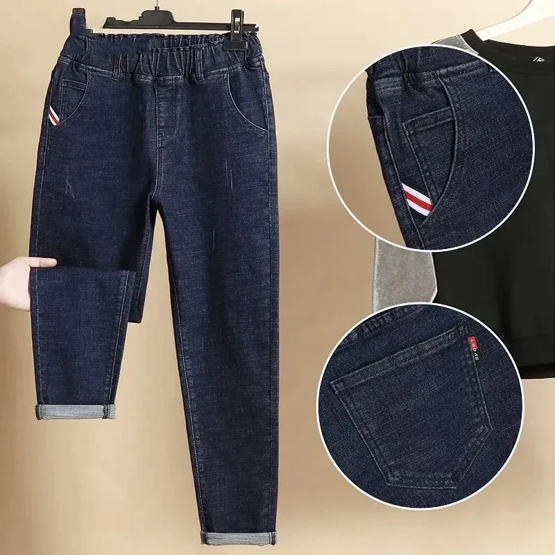 2024 New Fashion Big Size 6XL Baggy Jeans Women Vintage High Wasit Harem Denim Pants Casual  Ankle-length Vaqueros Streetwear