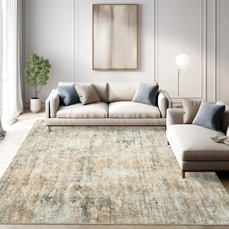

Slip Low Pile Rugs for Bedroom Dining Room Foldable Thin Brown Grey