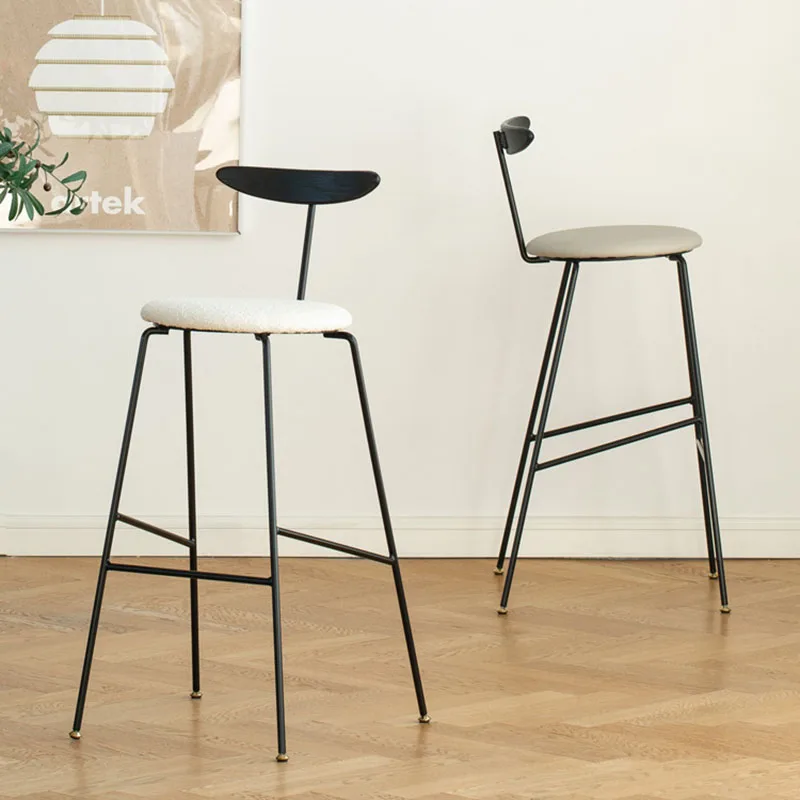 

Metal Chairs Luxury High Backrest Minimalistic Modern Industrial Style Salon Bar French Stool Home Tabouret Dinning Furniture