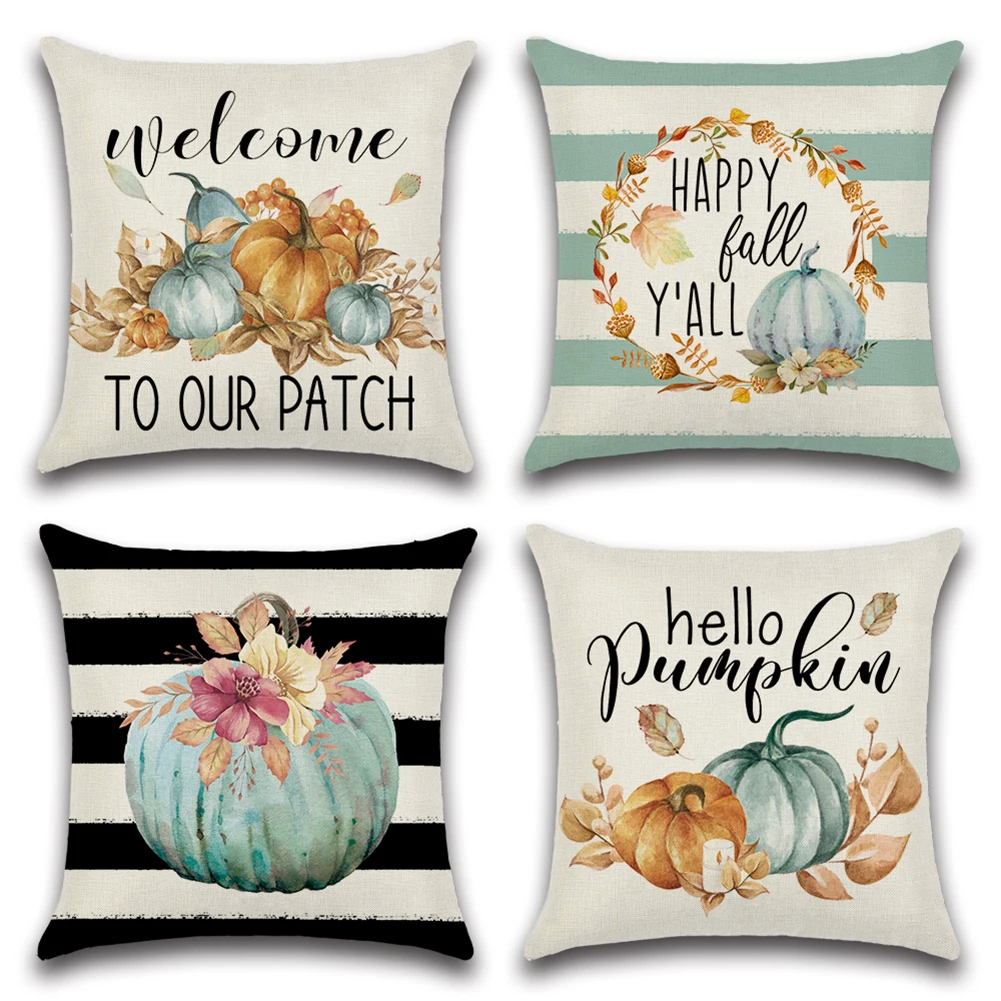 Fall Pumpkin Pillow Cushion Cover Line Kussenhoes Throw Pillowcase Sofa Home Thanksgiving Gifts Decor Accessories