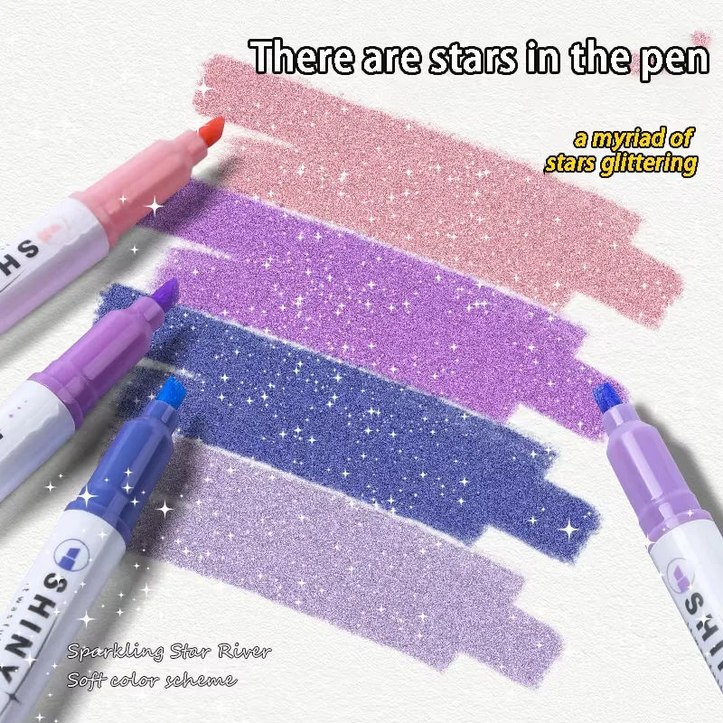 

4Pcs Glitter Color Shiny Pens Set Glitter Pastel Highlighter Fluorescent Pen Colored Painting Graffiti Shiny Pens Markers Pen