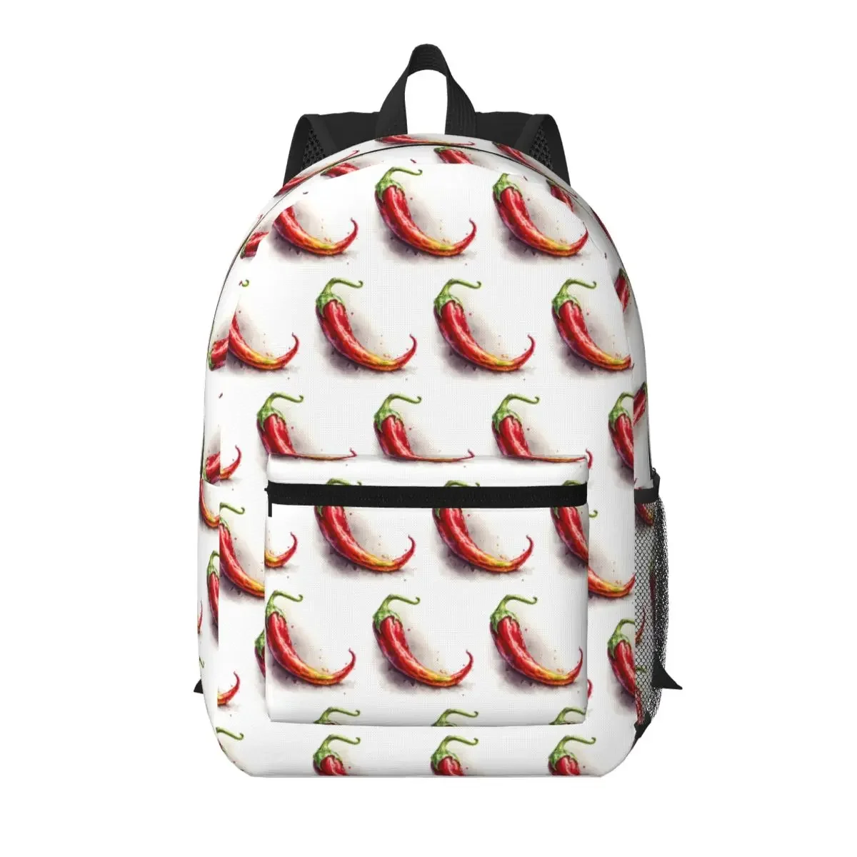 Fresh Colorful Chili Realistic Student Backpack School Bag Hiking Travel Daypack for Boys Girls Bookbag Shoulder Bags