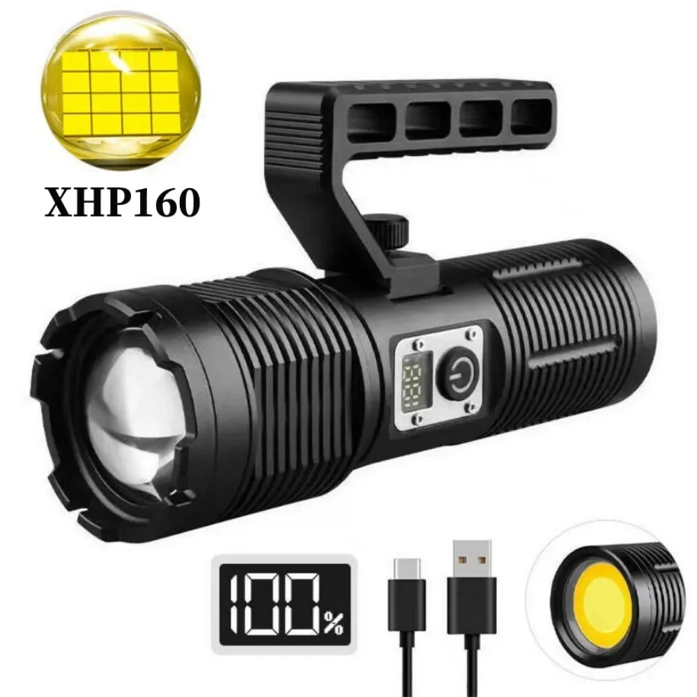

Super Bright White Laser LED Flashlight USB Rechargeable Zoom Lantern Power Bank Built-in 4*18650 Battery for Outdoor Hunting