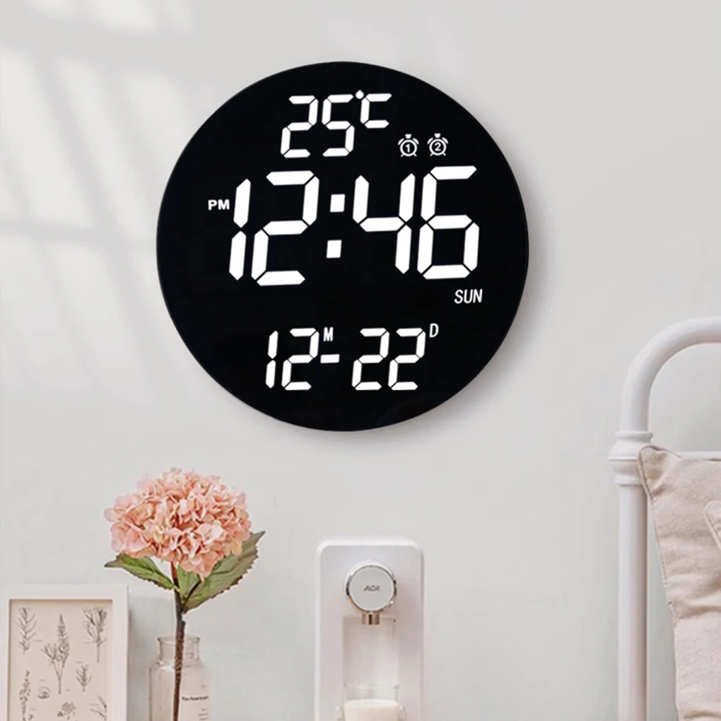 

RGB светодиодные цифровые настенные часы, интеллектуальное приложение Wi-Fi, контроль температуры, даты, недели, многофункциональный электронный будильник