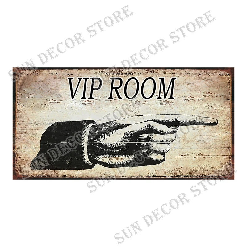 VIP Room Toilet Metal Sign Kitchen Vintage Arrow Business Sign Wall For Bar Restaurant Garage Beach Shop Decor12X6 Inch C-89