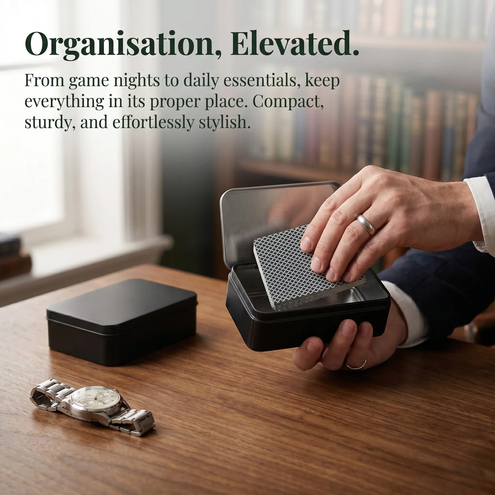 Playing Card Holder Case 3 Pack Black Deck Storage Boxes for Poker Cards and Small Game Cards