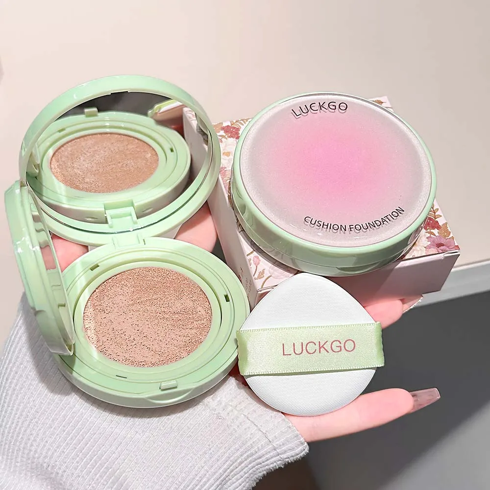 Erschwinglicher LUCKGO Velvet Cloud Cushion Compact Dewy Glow Leichtgewichtiger Abdeckstift für Hautunreinheiten Wasserfest Schweißresistent Makellose Gesichtsgrundierung
