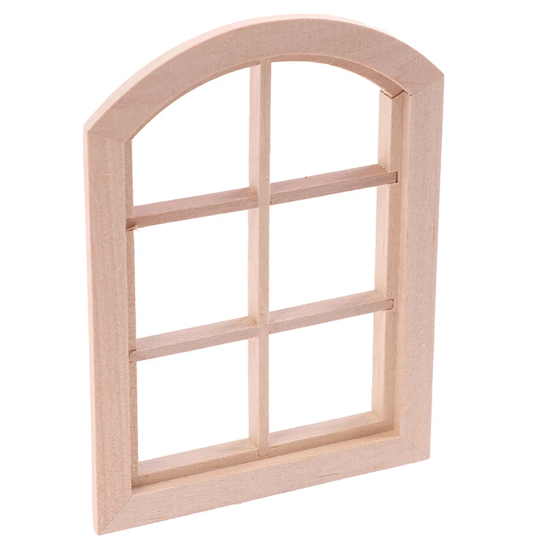 1:12 Dollhouse Miniature Wooden Arched Window Model Furniture Accessories