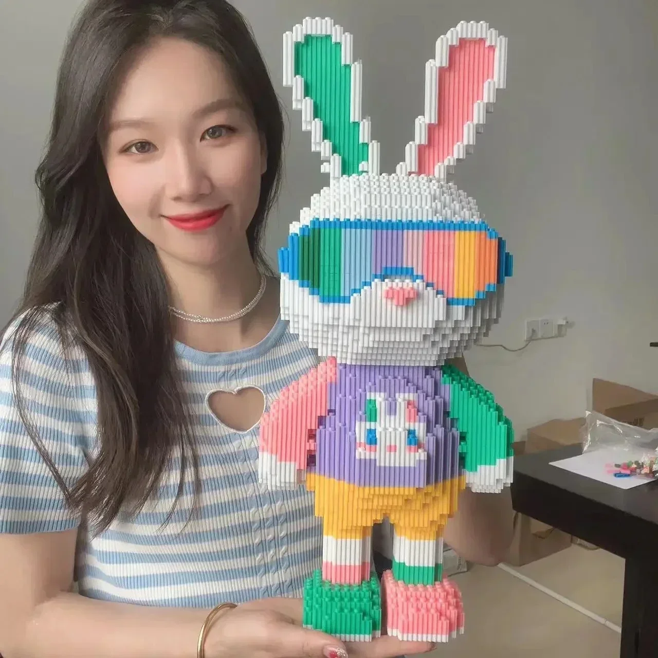 Candy Rabbit conigli colorati e carini Building Blocks Puzzle per adulti ad alta difficoltà per ragazzi e ragazze giocattolo regalo di compleanno