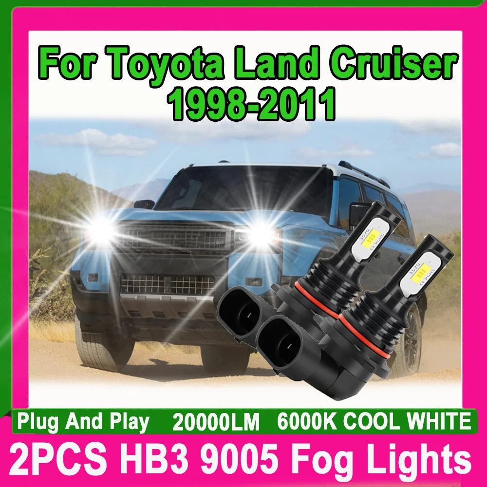 

2X 20000LM HB3 9005 LED Front Fog Lamps 90W Fog Lights 6000K Canbus No Error 12V Plug And Play For Toyota Land Cruiser 1998-2011