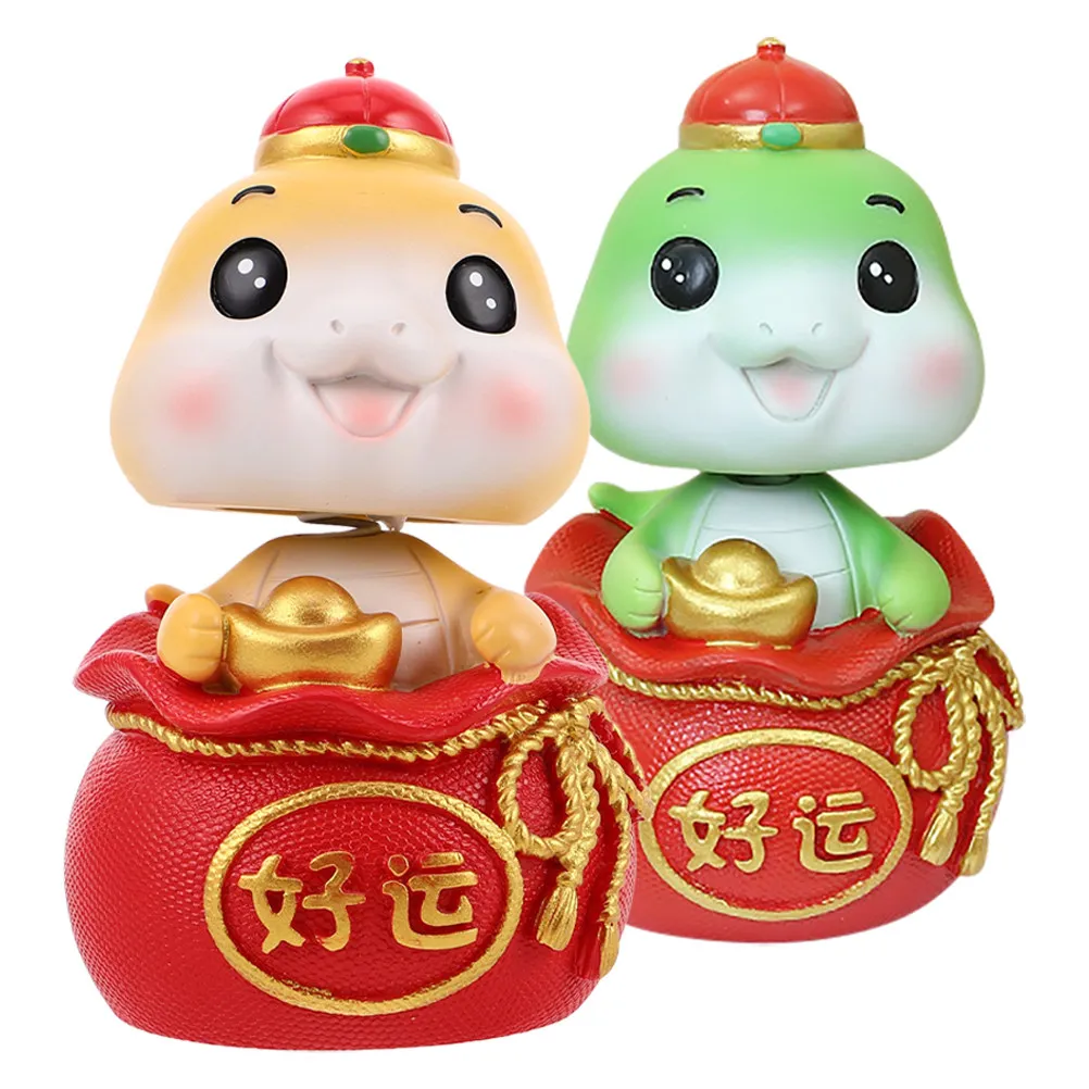 

2Pcs Resin Cute Snake Bobble Car Interior Decor Mini Lucky Charm Spring Festival Desktop Ornament Tabletop Snake Model