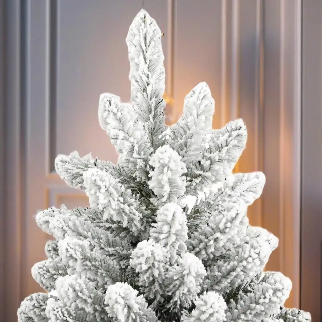 

82.7 Flocked Snow Artificial Christmas Tree with Hinged Branches - Festive Holiday Decor