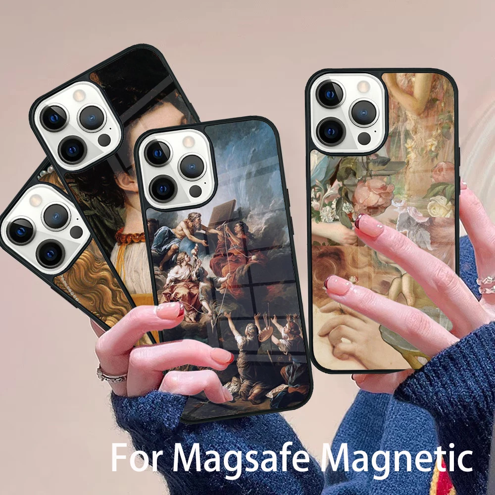 

Renaissance art Painting Phone Case Magesafe Magnetic Wireless Charge Cover For IPhone 16 11 12 13 14 15 Pro Max Plus Mini