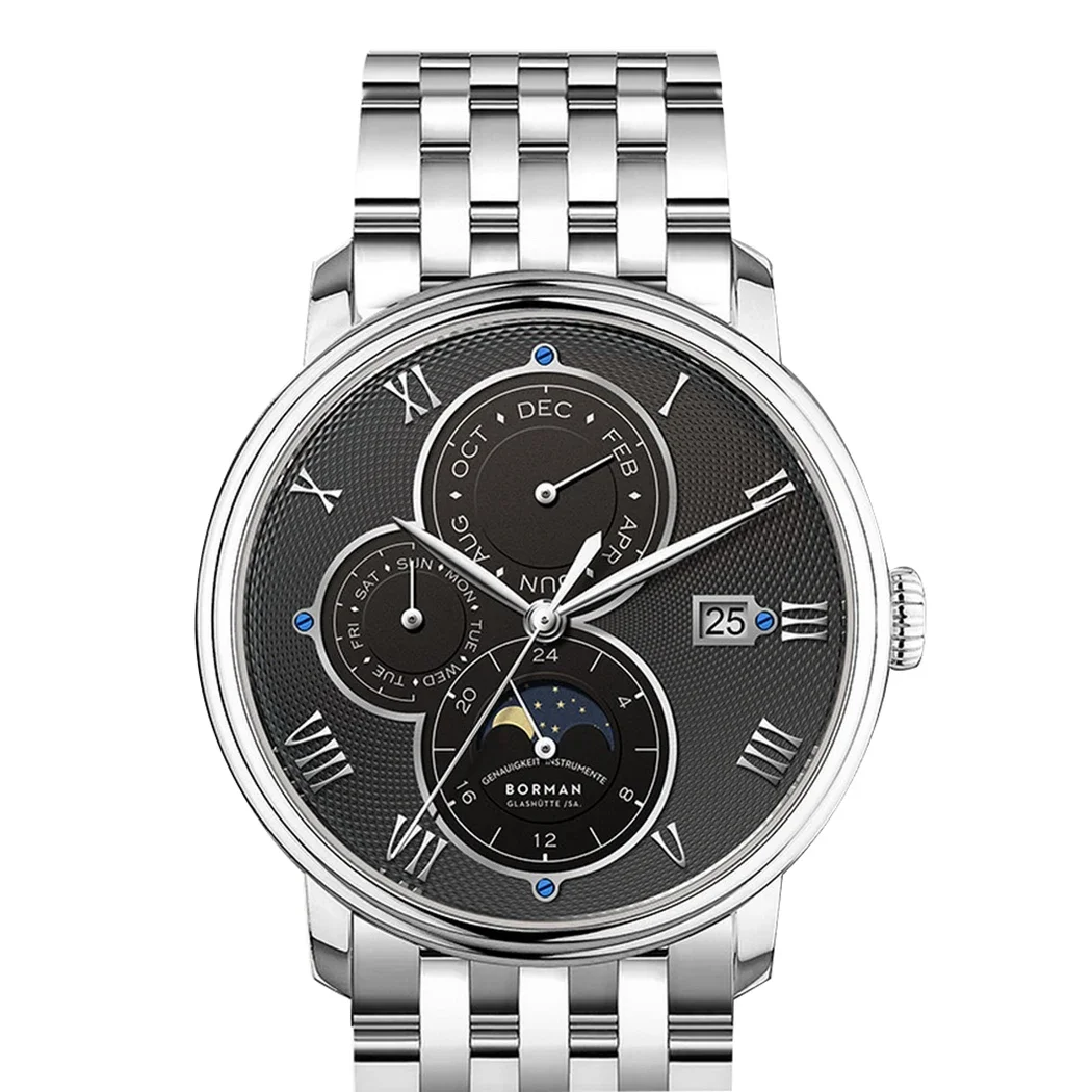 Borman Heren Automatische Horloges Luxe Heren Jurk Horloge Zelf Wind Mechanisch Horloge Mode 50M Waterdicht Saffier Maand Week