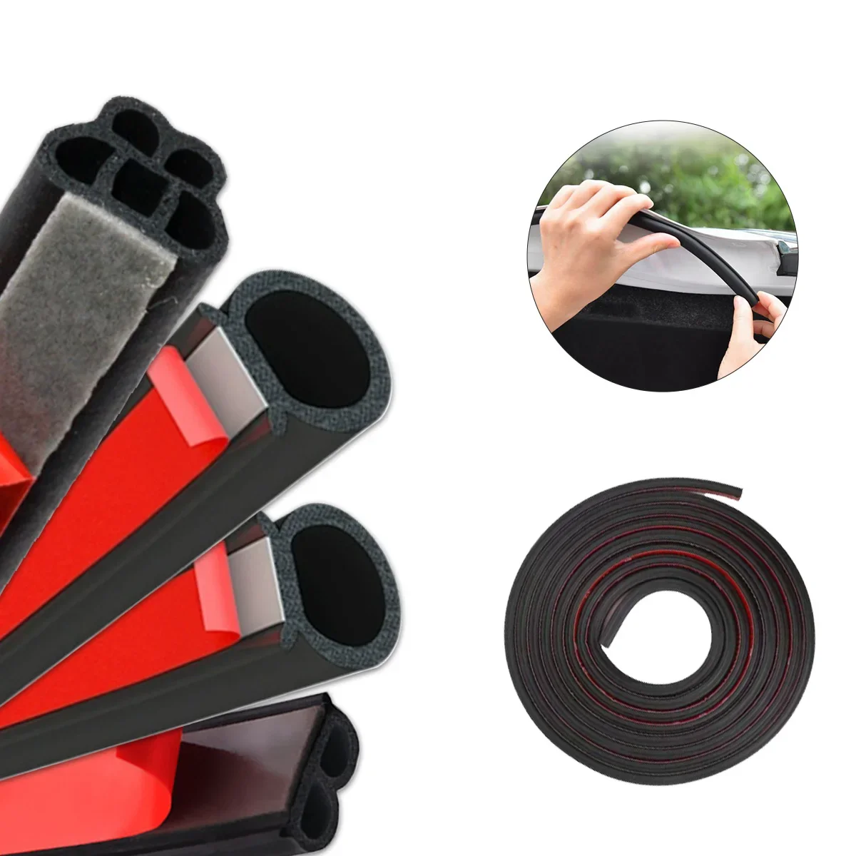 2m 4m 8m Car Door Weatherstrip Rubber Seal Strip 2-Layer Waterproof Noise Insulation Protector Strip Sealing for Door Hood Trunk