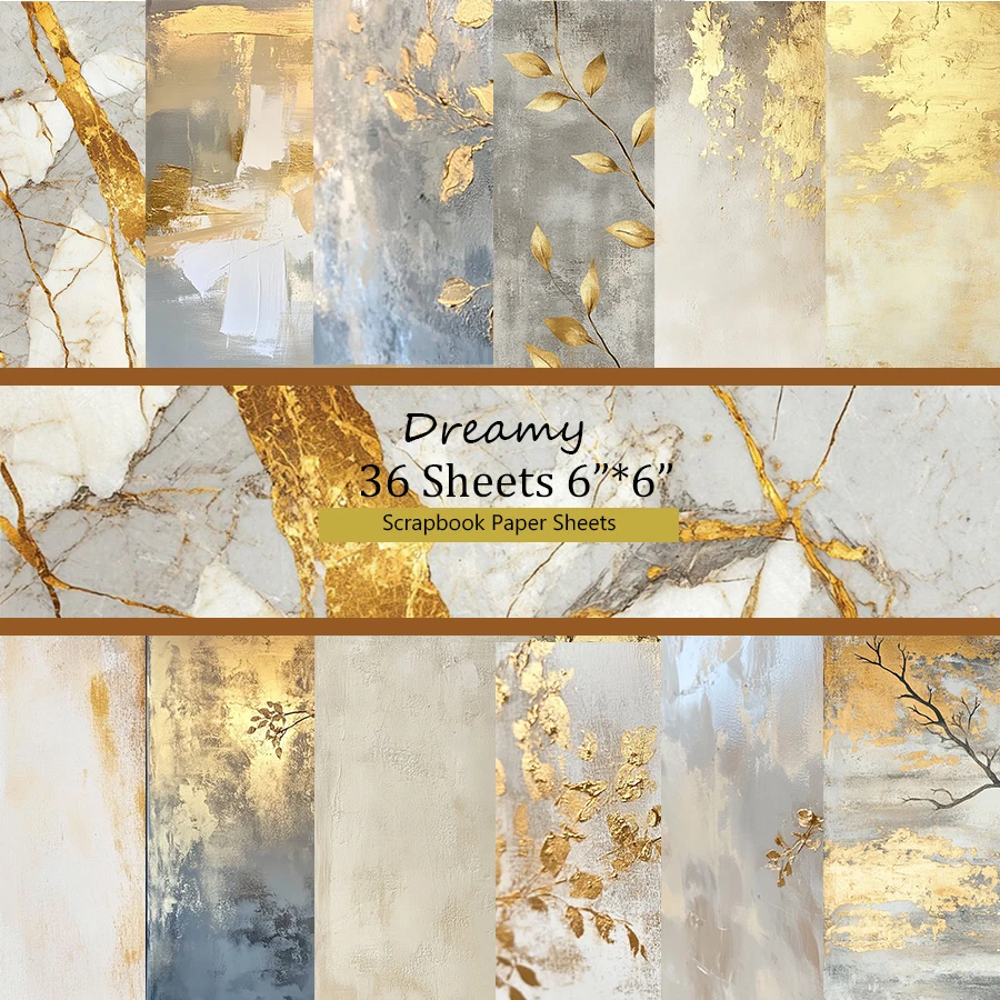 6x6 Inches Scrapbook Paper Set (36 Sheets): Vintage Craft Patterns, Decorative Background for Junk Journal, Planner