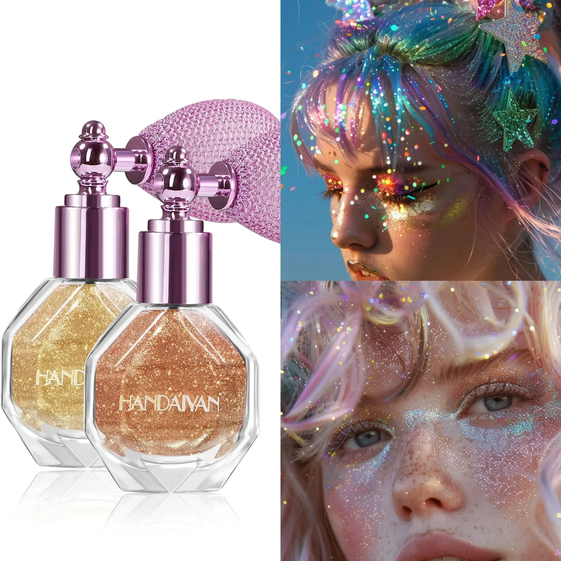 

Fairy High-Gloss Diamond Shimmering Spray Highlighter Powder for Face and Body Highlighter Makeup Face Powder Body Shimmer