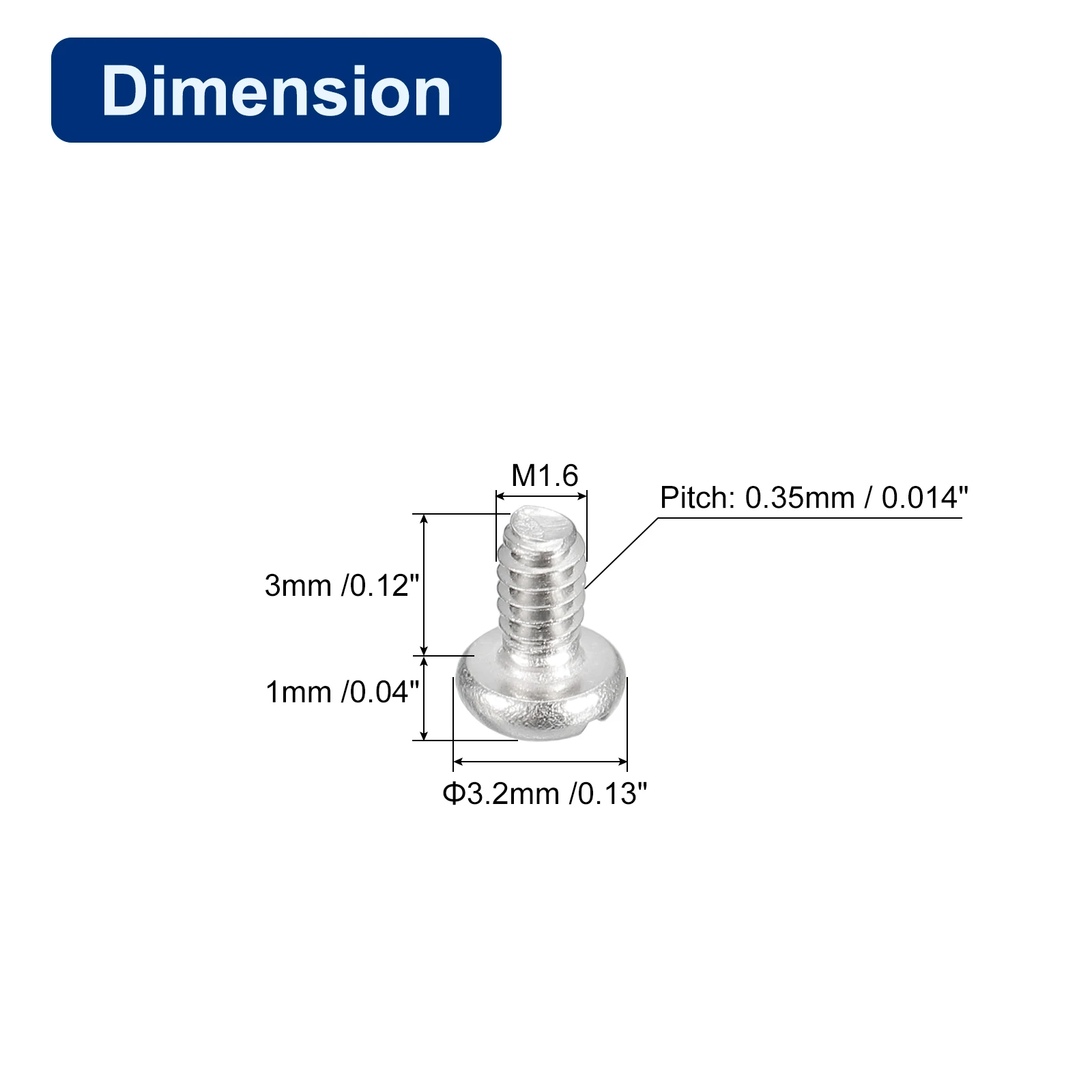 50/100Pc Slotted Pan Outlet Head Bolts Slotted Drive Pan Head Screw Bolts 304 Stainless Steel Machine Screw M1.6 M2 M3 M4 3-25mm