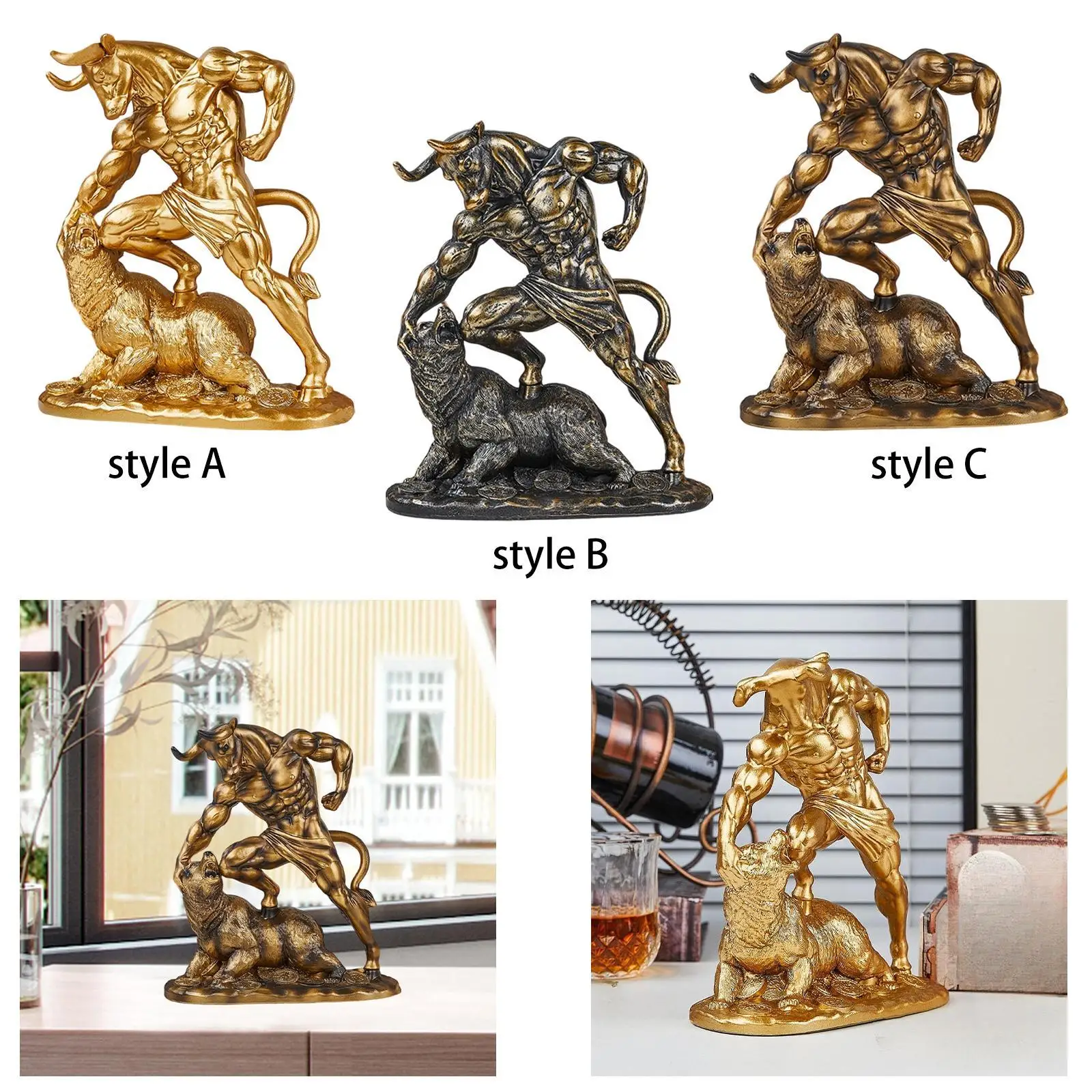 Bull and Bear Statue Artcraft Prosperity Sculpture for Men Financial Broker