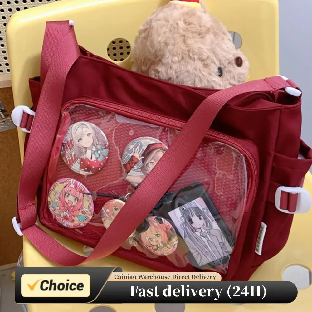 

Women Ita Bag Cartoon Book Bag with Clear Window Teenagers School Bag Adjustable Strap Fashion Shoulder Bag Trendy Outdoor Bag