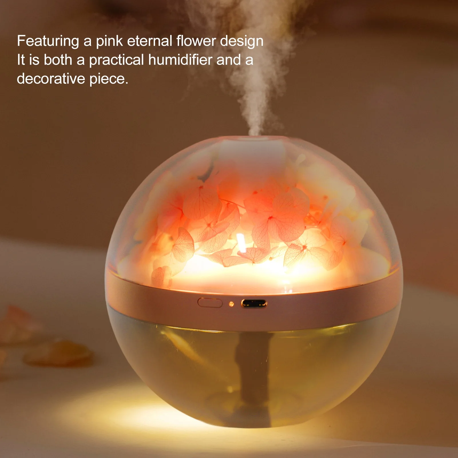 Essential Oil Diffuser Mini LED 270ml  Eternal Flower Aroma Humidifier for Tabletop Bedroom Eternal Flower Aroma Humidifier