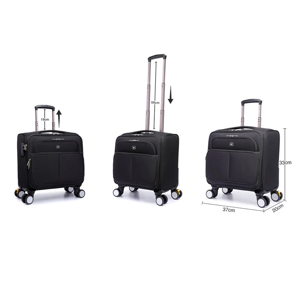 Preto 18 Polegadas Oxford Pano Com Spinner Homens/Mulheres Mala Trolley Caso De Viagem Multi Compartimento Boarding Bag