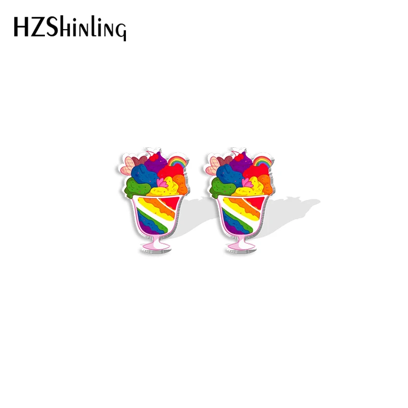 2022 New Pride Donuts Stud Earring Color Ice Cream Acrylic Resin Earrings Epoxy Handmade Jewelry Gifts Friends