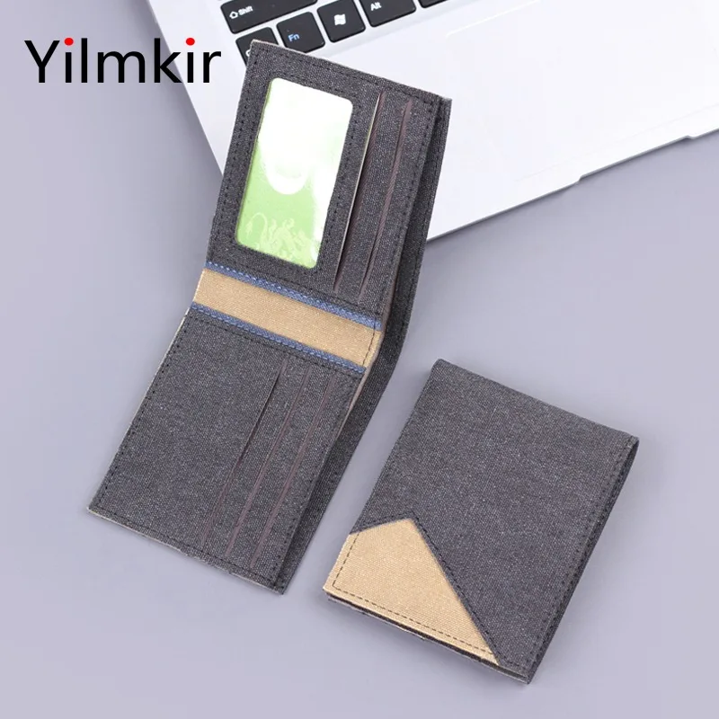 

Short Horizontal Men's Denim Canvas Wallet Minimalist Business Retro Style Multiple Card Slots Large Capacity Men's Wallet
