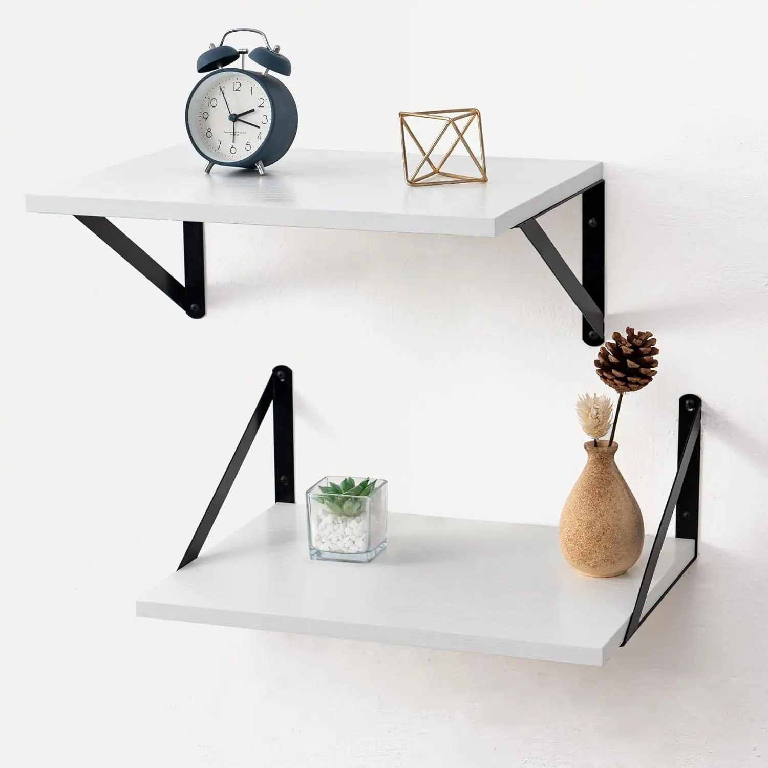 

Deep Floating Shelves - 16 Inch Wide x 12 Inch Deep White Wall Shelves Set of 2-12 Inch Deep White Wood Shelves for Wal