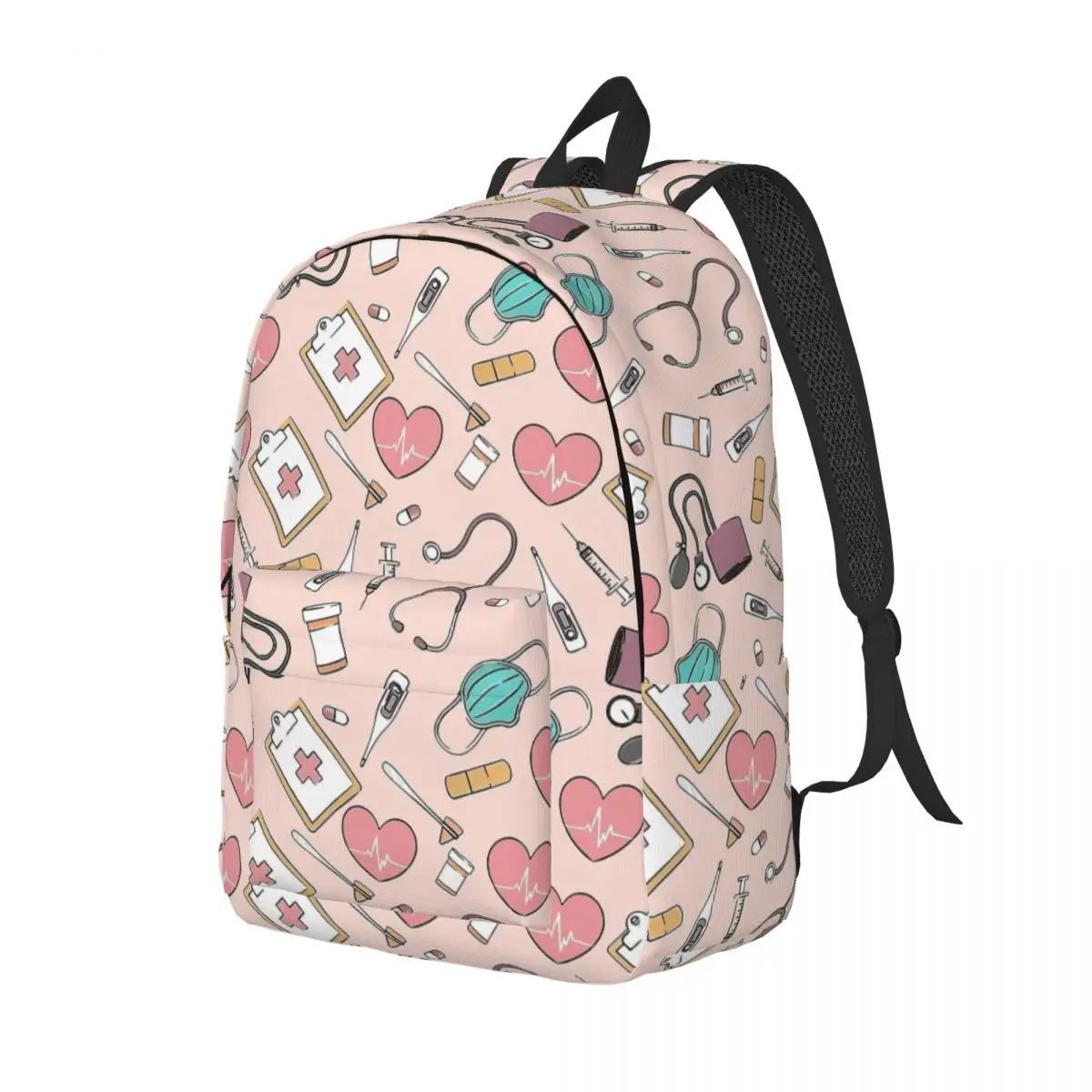 Sac à dos en tissu rose pour infirmière, sac à dos avec poche pour étudiant, sac à dos d'affaires pour hommes et femmes, sacs en toile pour collège, mode temporelle