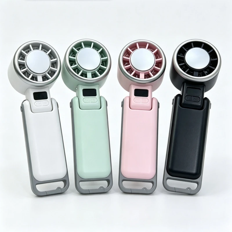 Handheld Turbo Fan 4000mAh USB Rechargeable Folding Ice Cooling Mini Portable Personal Fan Mute 100 Speed Adjustable Travel Fan