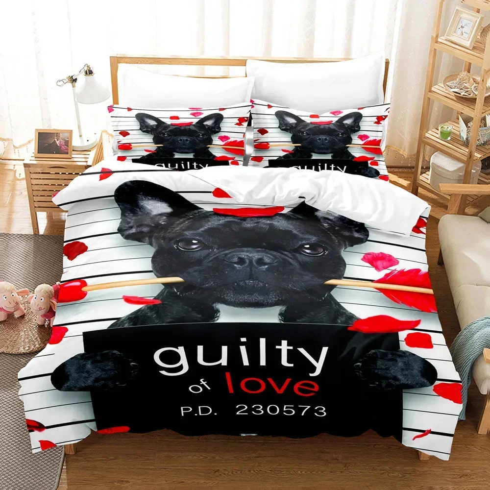 Dog Cute Cartoon Puppy Comfortable Duvet Quilt Cover Pillowcase Bedding Set Children Bedroom Decoration Home Textile