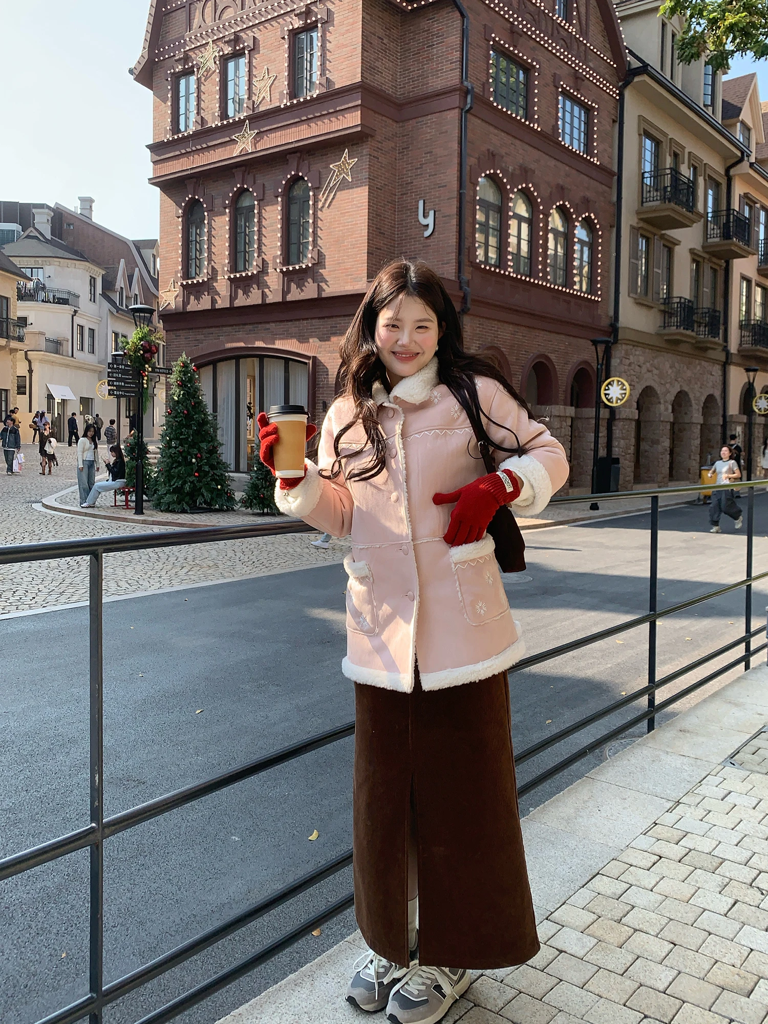 

Женское замшевое пальто Dry Winter Thiened с теплым воротником Fce, корейское женское пальто средней длины, длинная пуговица све