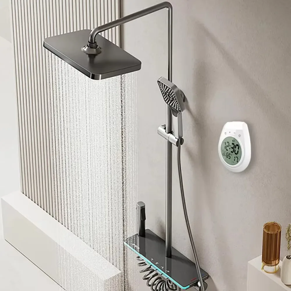 Waterproof Digital Shower Clock LCD Display Suction Cup Kitchen Timing Alarm Clock 12/24 Hour Format