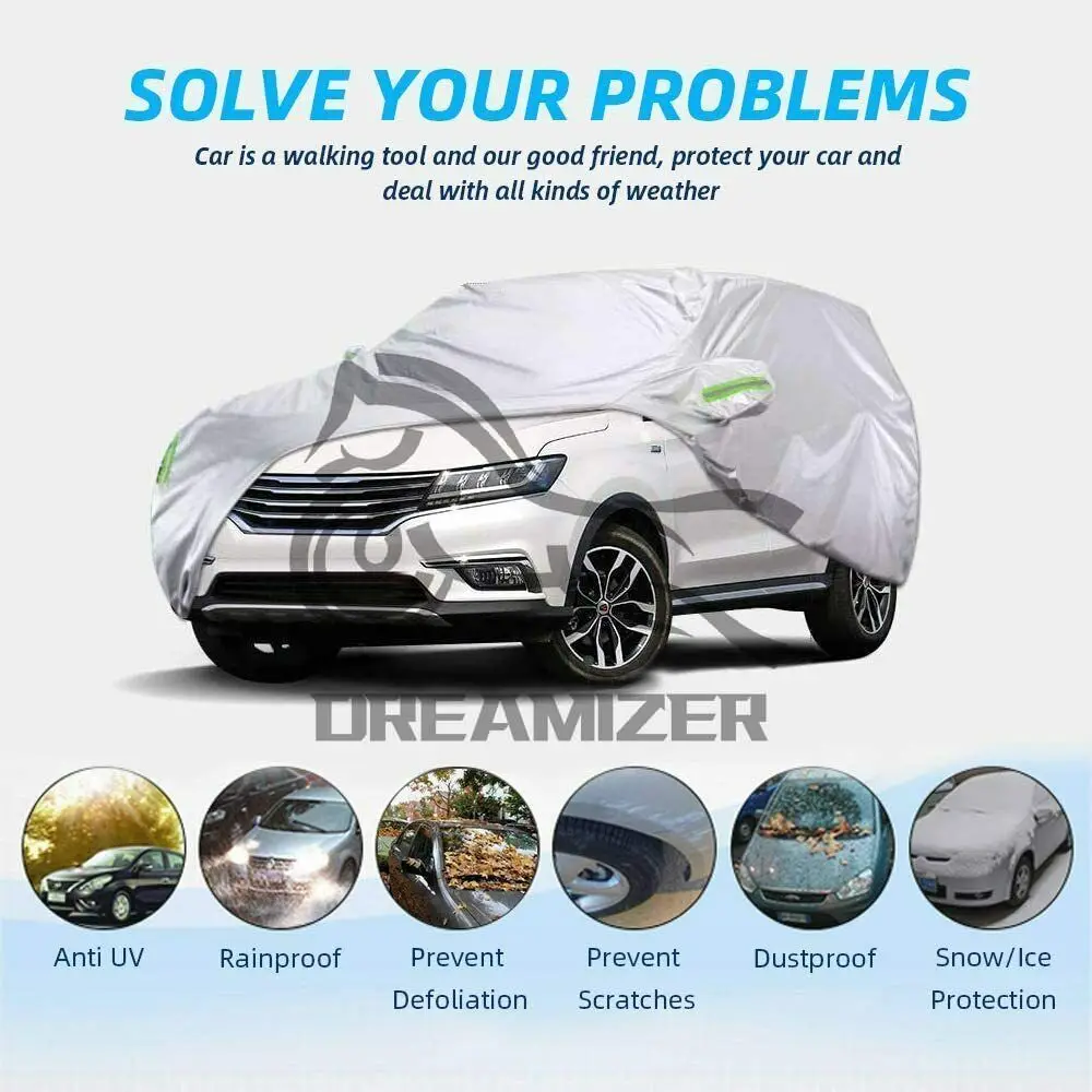 

Full Car Cover All Weather Snow Water Proof + Zipper Sunshade Dust-proof Exterior Cover Indoor Outdoor Cover Size L/XL/XXL