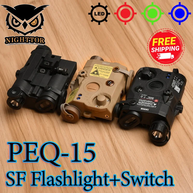

WADSN Tactical UHP PEQ-15 LA5C Red/Green/Blue Laser & SF M300A LED Flashlight & AXON Remote Sitch Set For 20mm Rail Airsoft