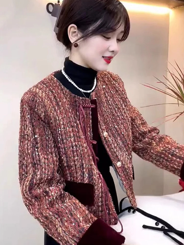 เสื้อคลุมสไตล์จีนใหม่ สำหรับฤดูใบไม้ร่วงและฤดูหนาว แฟชั่นเสื้อคลุมตัวยาวทรงเข้ารูป คุณภาพสูง เหมาะสำหรับใส่ไปทำงาน