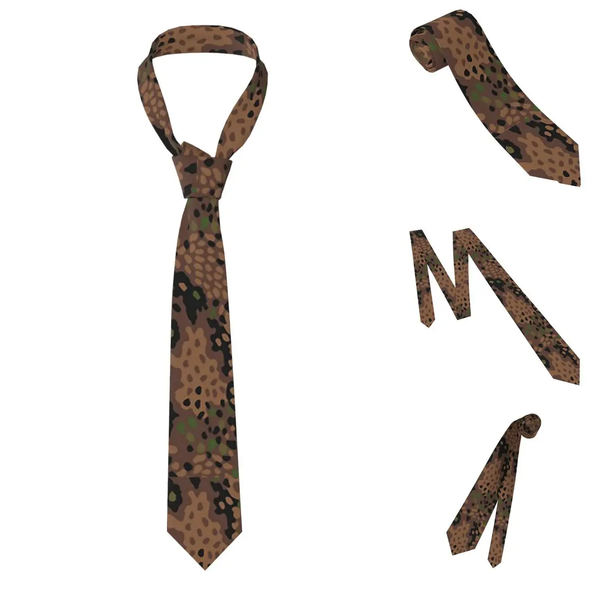 Dot 44 German WW2 Camouflage Pattern Necktie for Men Silk Polyester Slim Neck Ties Wedding Accessories Tie Casual Gravatas