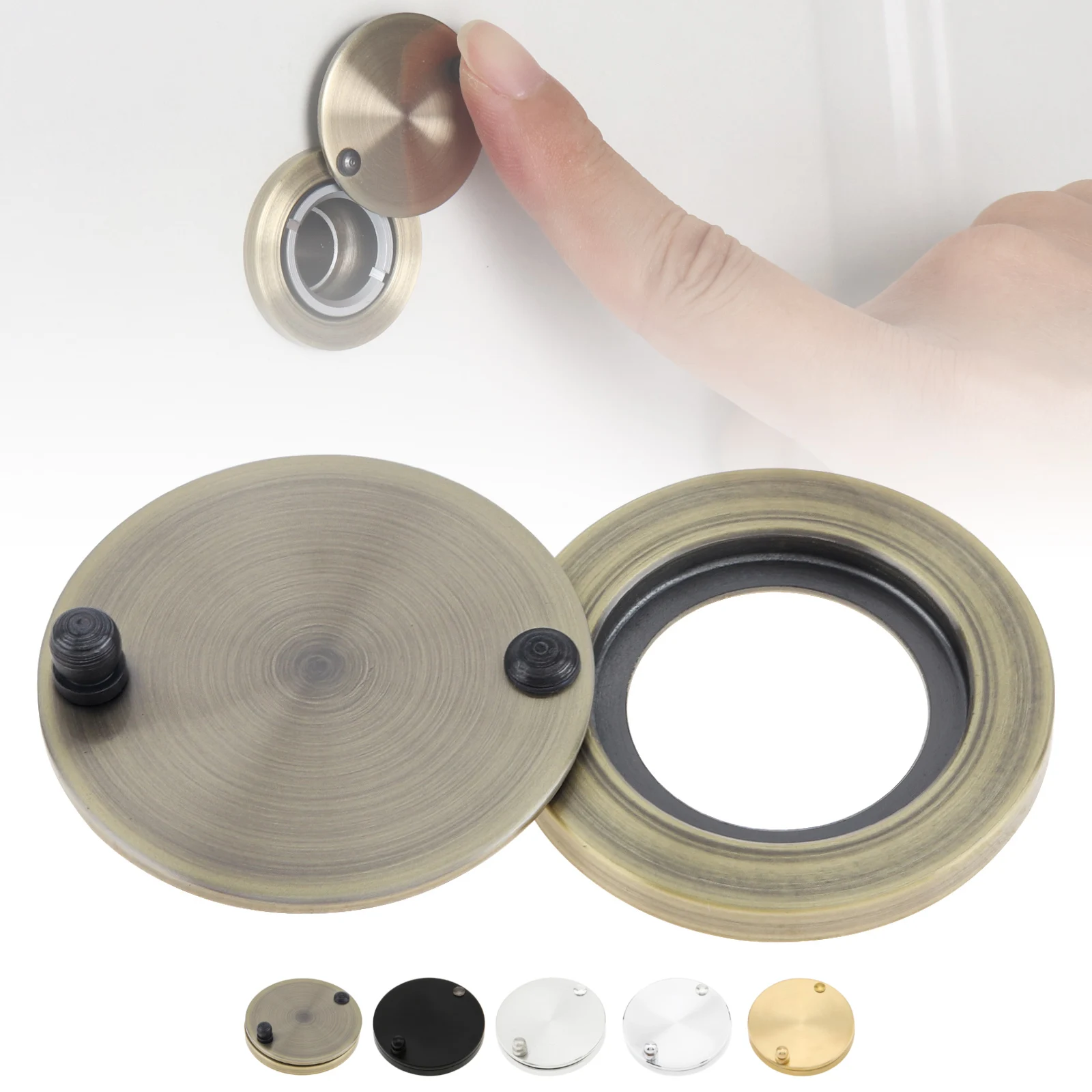 Door Peep Hole Cover Pure Copper Inner 16mm Outer 30mm Door Viewer Peephole Cover Home Security Protector Door Eye Cover