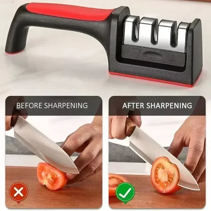 Knife Sharpener Kitchen 3-stage Knife Sharpener Household Multifunctional Handheld Stainless Steel Quick Knife Sharpening Tool