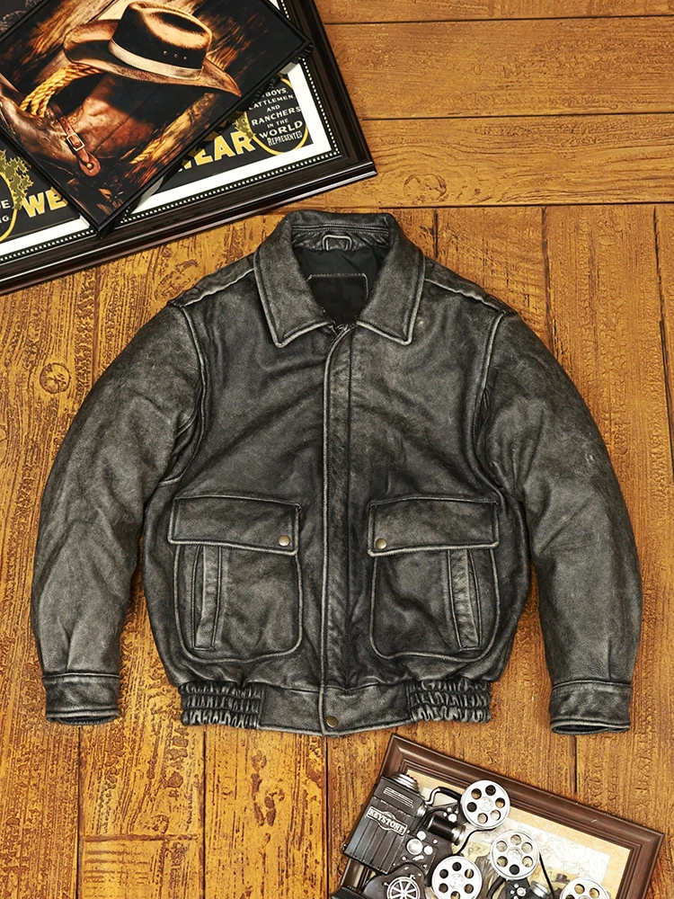 

Мужская кожаная куртка в стиле ретро A2, женская куртка-пилот из натуральной воловьей кожи, ветрозащитная велосипедная ветровка, новинка 2025, мужская одежда