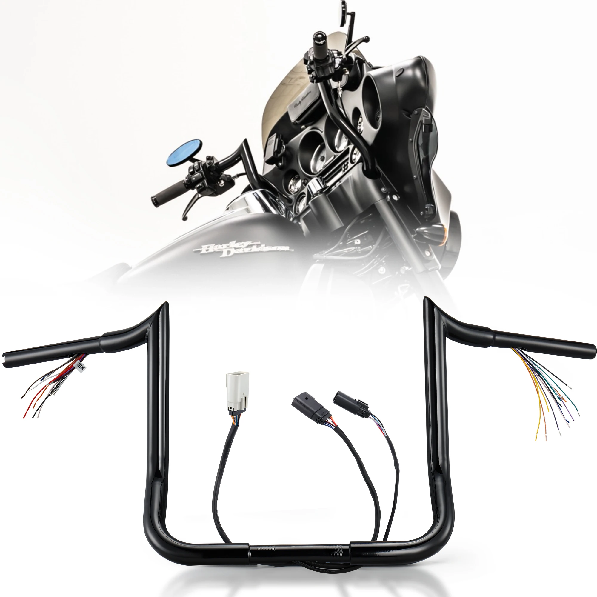 

Street Electra Glide Ape Hanger CAN-Bus TBW Prewired Handlebar 1.25" Fat 1" Clamp for Harley 2008-2013 FLHX FLHT Ultra Limited