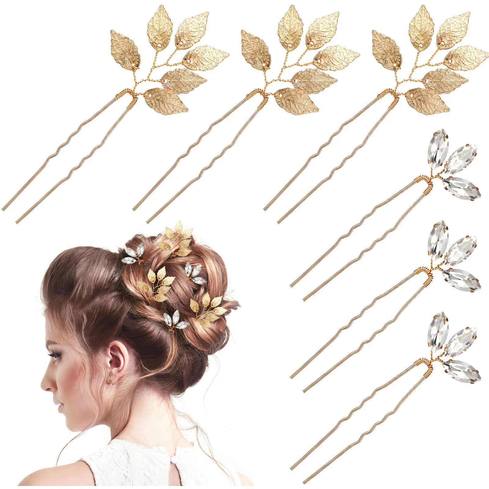 6 Pcs Hair Volume Clip Headpiece for Bride Pin Rhinestone Decor Wrist Wedding Accessories Brides Bridal Hairpin Bridegroom