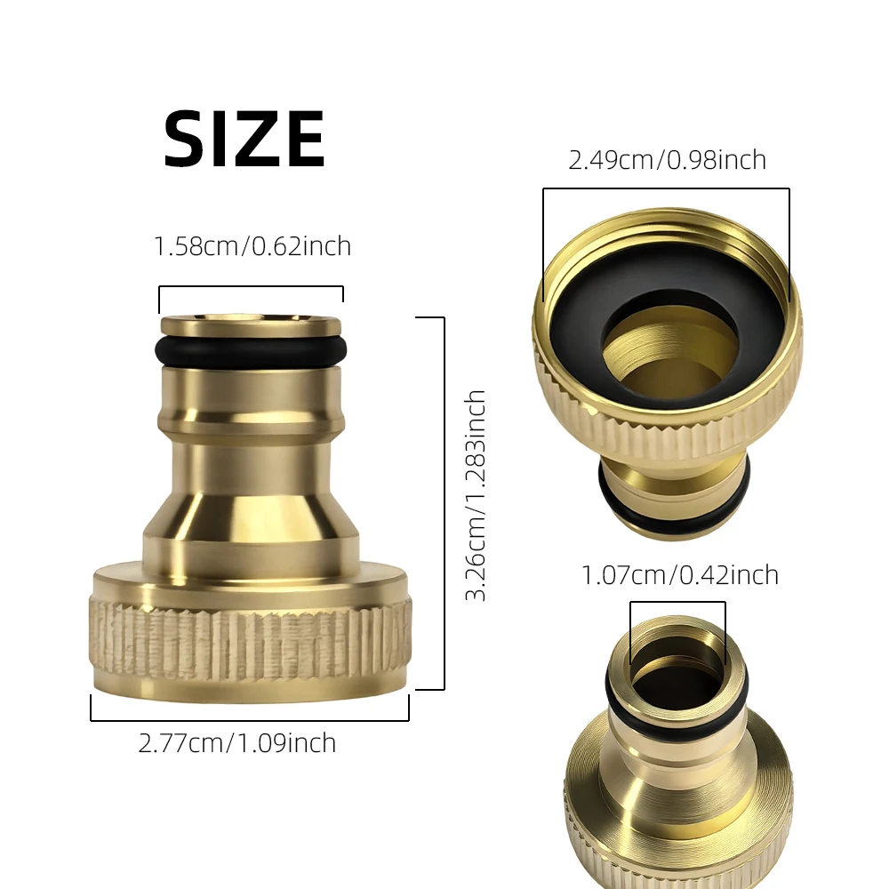 2PCS/SET Garden Hose Quick Connector Water Hose Quick Connect 3/4 Inches Brass Easy Connect Fitting Threaded Connectors