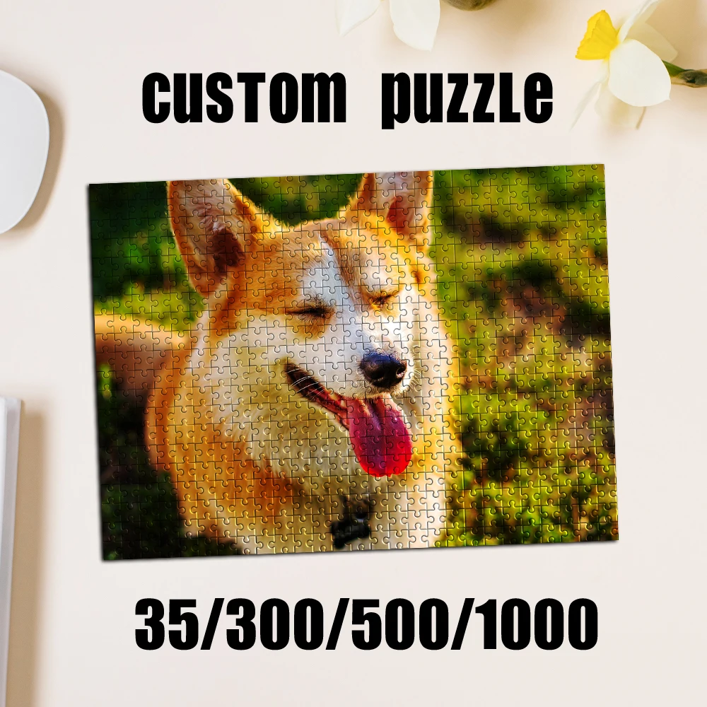 35/300/500/1000pcs Personalized Custom Photo Puzzle Customize Outdoor puppy Wooden/cardboard for Adults DIY Toys Decoration