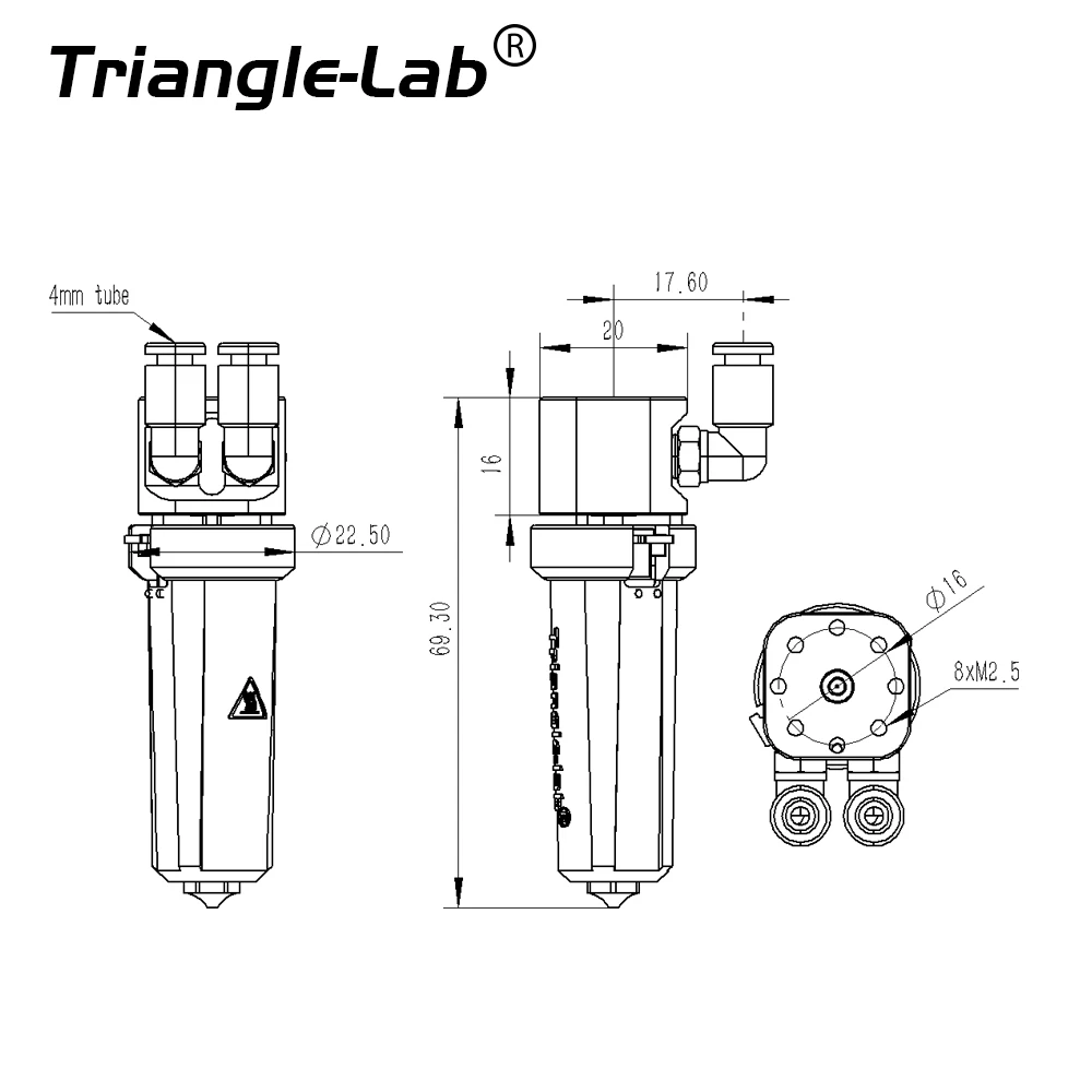 Trianglelab CHC ®   XL HOTEND تبريد سائل عالي التدفق عالي السرعة مقاوم للاهتراء FDM hotend متوافق مع تبريد المياه VORON 3D