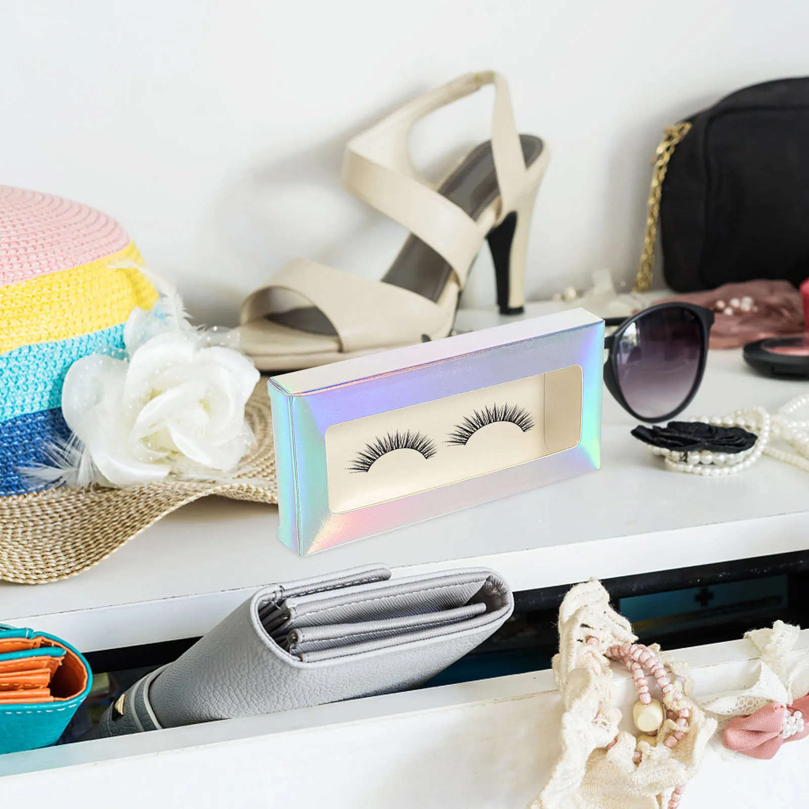 

25pcs Lash Boxes Cosmetics Color Eyelash Paper Box Magnetic Packaging Designer Holographic Bulk Storage Case