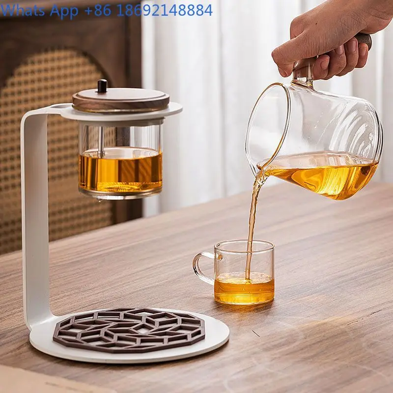 Elegant Cup Tea Infuser One-Key Tea-Water Separation Heat-Resistant Glass Inner Liner Press-Type Japanese-Style Tea Filter Cup