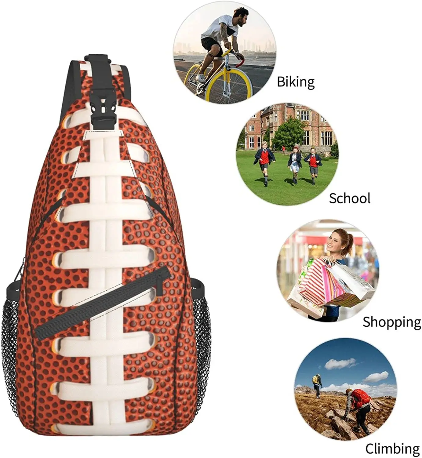 American Football Sling Backpack Crossbody Shoulder Bags For Men Women Trendy Casual Adjustable Chest Bag Daypacks For Hiking