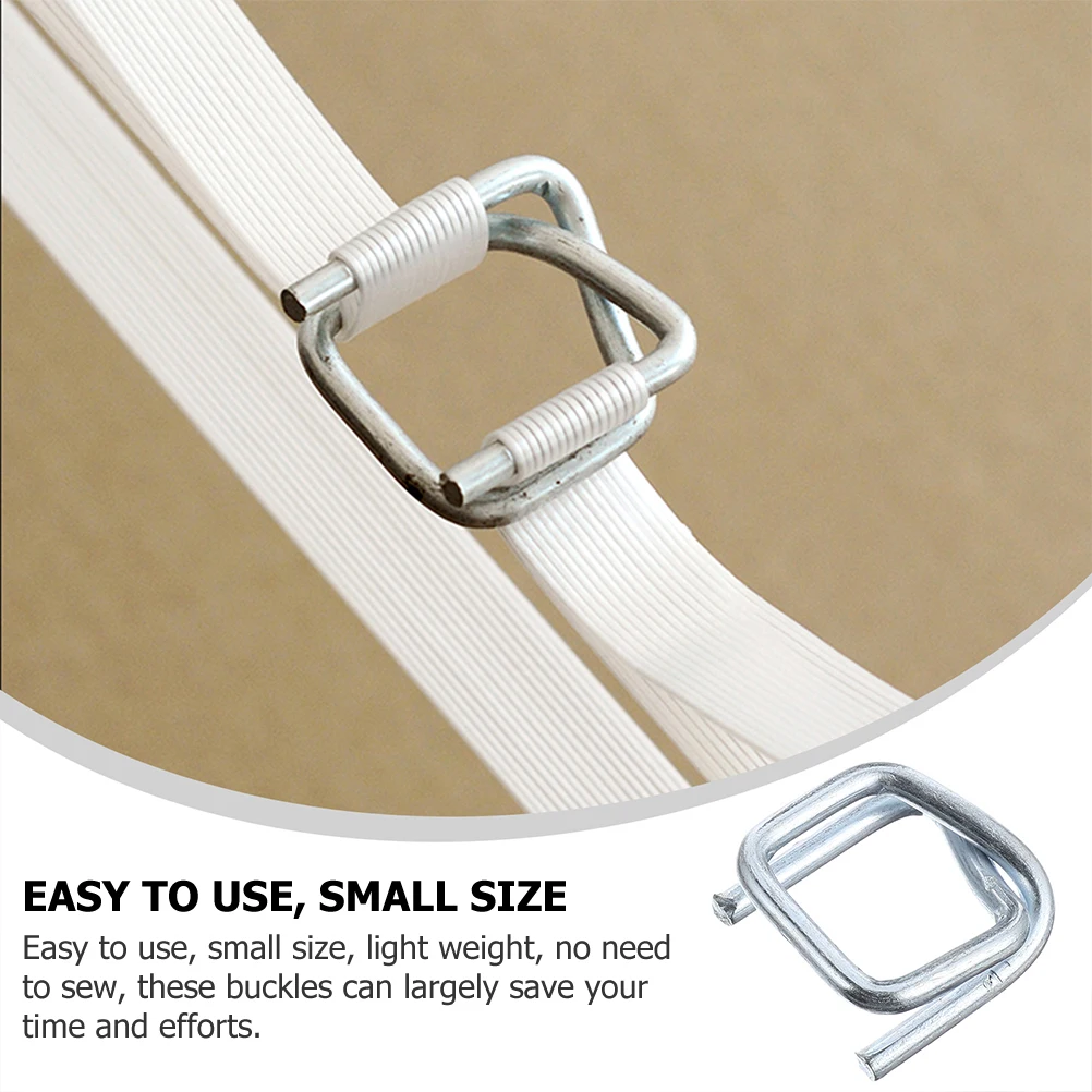 

50pcs Galvanized Metal Packaging Buckles Square Polyester Packing Straps Lightweight Durable Adjustable Buckle DIY